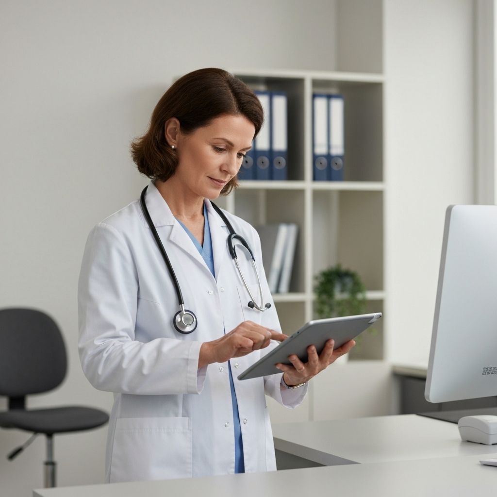 Clinician reviewing patient information